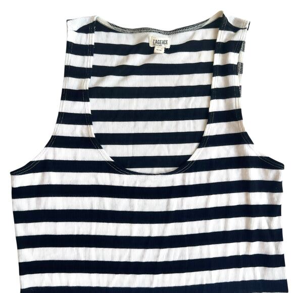 L’Agence Dresses & Skirts - L’AGENCE Ivanna Black White Stripe Rib Knit Midi Dress Medium Euro Summer